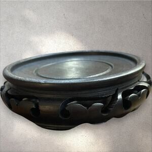 NWT 5" Black Ebony Wood Round Candle Vase Figure Display Stand 5”, 4” Interior